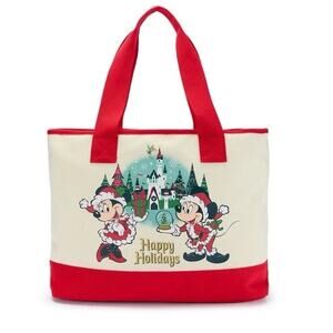 Disney Parks 2025 Holiday Mickey and Minnie Mouse ''Happy Holidays'' Tote Bag